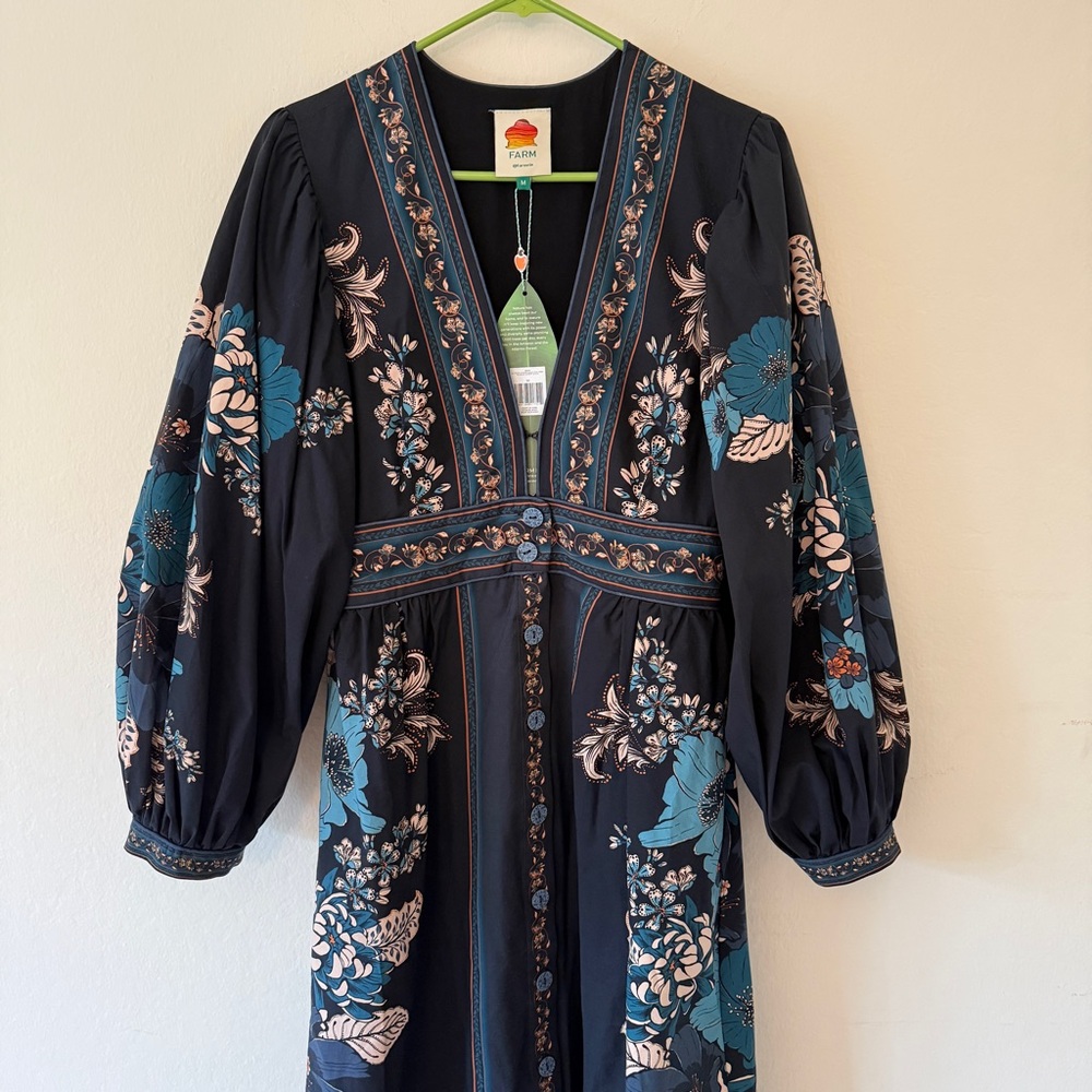 NWT Farm Rio Blossom Tapestry Black Dress - Size Medium - Picture 4 of 16